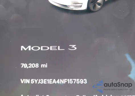2022 Tesla Model 3 Rear-Wheel Drive z USA, uszkodzony, nr VIN 5YJ3E1EA4NF157593